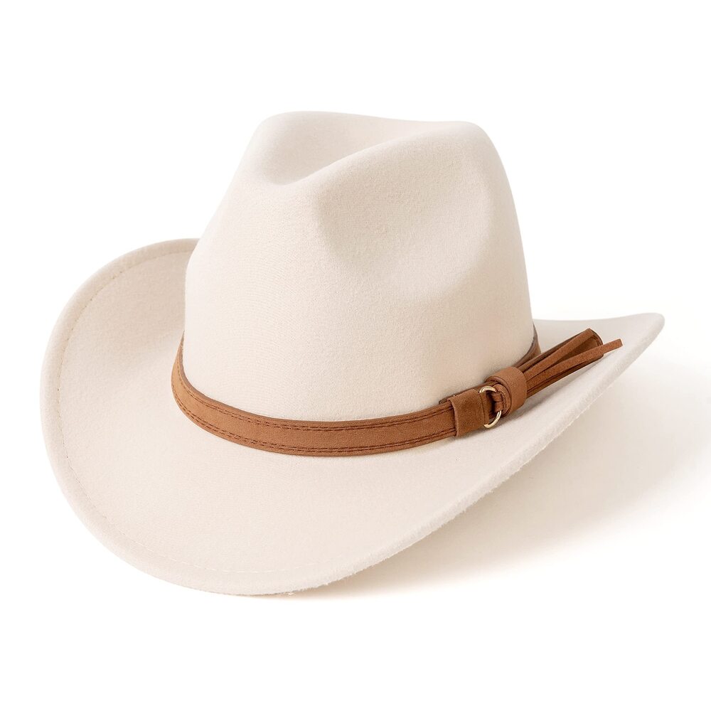 8875 Western Cowboy Hat Wide Brim Outdoor Fedora Hat Z-Beige